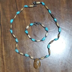 Handmade turquoise, necklace and bracelet set